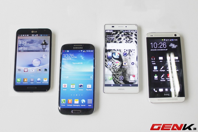 Thử nghiệm Benchmark Samsung Galaxy S4, HTC One, Pantech Vega Iron, LG Optimus G Pro