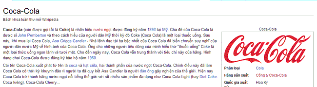  Trang Wikipedia của Cocacola