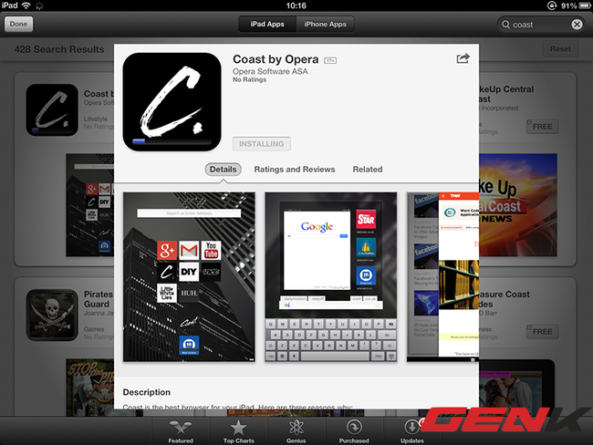 Coast: Trình duyệt dành riêng cho người dùng iPad của Opera