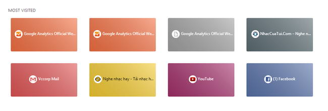 Menu các trang web được truy cập nhiều.
