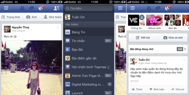 
	Giao diện Facebook 6.3 tiếng Việt.