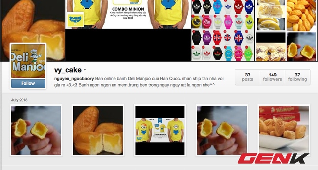  Các shop online trên Instagram rất đa dạng từ quần áo tới bánh, cupecake.