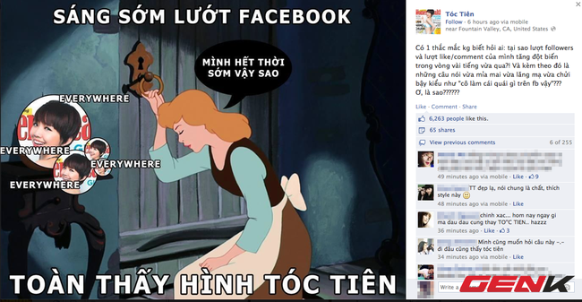  Chính Tóc Tiên cũng thắc mắc vì sự xuất hiện dày đặc của mình trên Facebook.