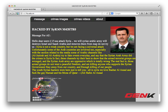 Website trường ĐH Ngoại Thương bất ngờ bị hacker Syria tấn công