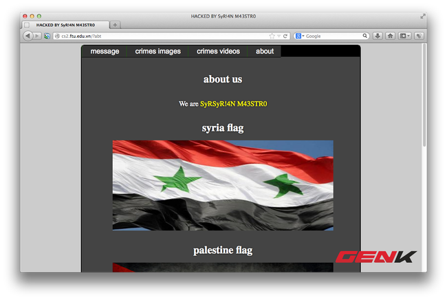 Website trường ĐH Ngoại Thương bất ngờ bị hacker Syria tấn công