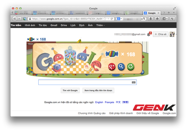 Sinh nhật lần thứ 15 của Google với trò chơi "đập kẹo" ngay trên trang chủ