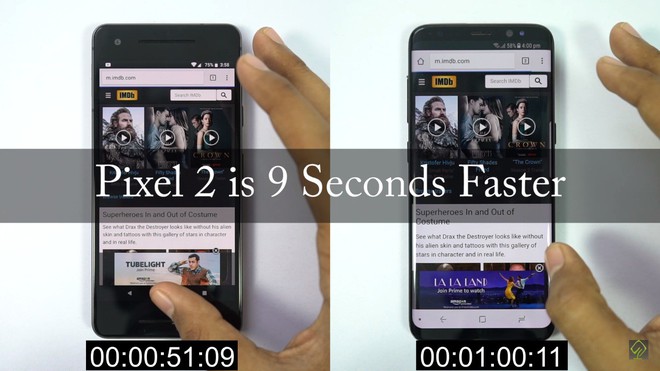  Cùng mở liên tiếp 16 ứng dụng giống nhau nhưng Pixel 2 lại nhanh hơn S8 gần 10 giây. 