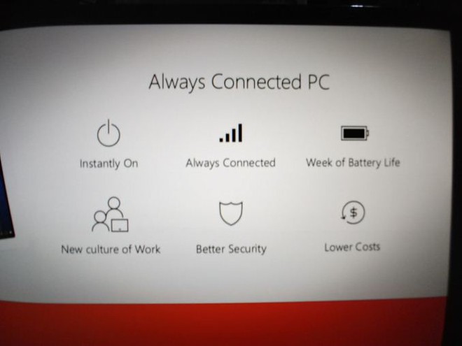  Luôn bật, luôn kết nối, lưu lượng pin lên đến một tuần, đem lại văn hoá làm việc mới, bảo mật tốt hơn, giảm giá thành, là những gì máy tính luôn kết nối hứa hẹn sẽ đem lại 