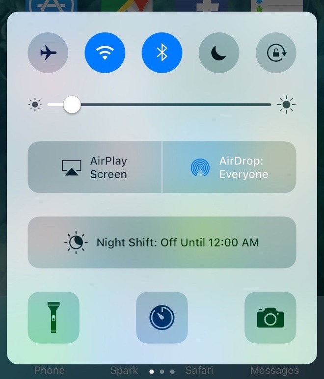  Control Center trên iOS 10 không cho phép người dùng tùy biến ​ 