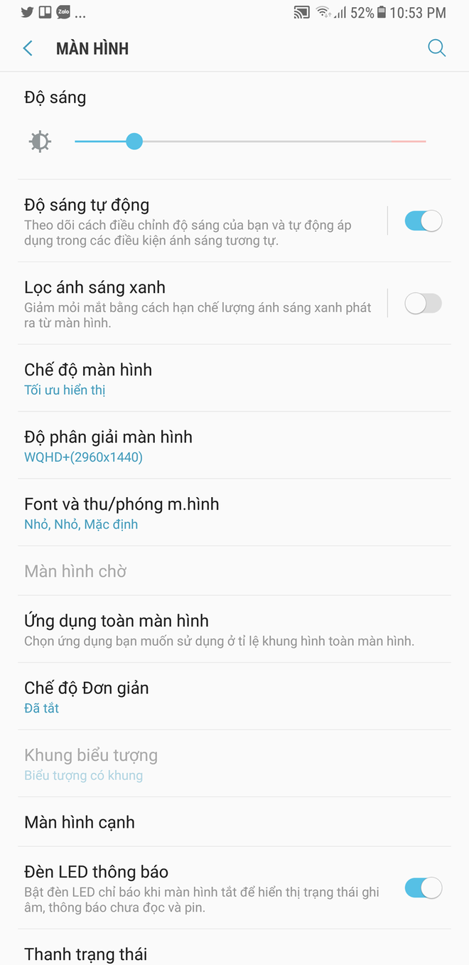  Vào Cài đặt -> Màn hình 