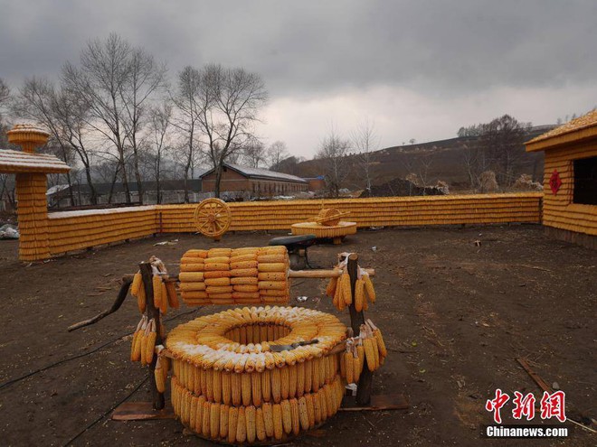 Trung Quốc: Nông dân xây nhà và nông trại từ 20.000 bắp ngô để thu hút khách du lịch - Ảnh 2.