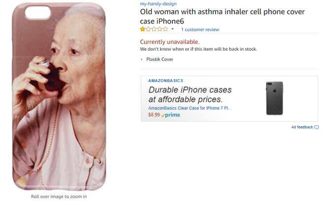  Ốp iPhone 6 hình một bà cụ đang dùng ống thuốc chữa xoang. 