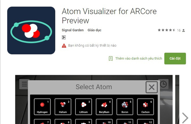 AR Atom Visualizer hiện đã có trên Google Play