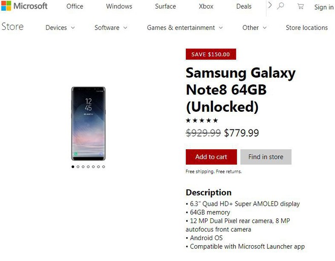 Sau S8/S8 , đến lượt Note8 được bán trên Microsoft Store, đang được giảm tới 150 USD - Ảnh 1.