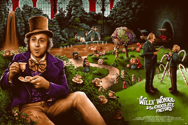 
Poster phim Willy Wonka vẽ bởi Adam Rabalais.

