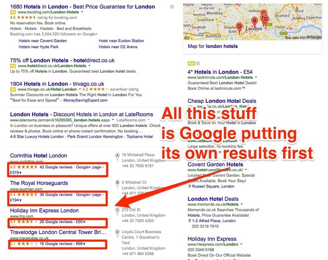  Những kết quả tìm kiếm có liên quan đến sản phẩm Google được đưa lên đầu. 