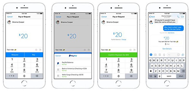  Cách thức giao dịch trên Messenger với Paypal khá đơn giản 