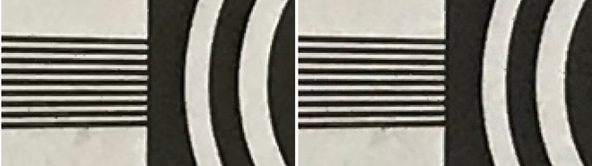  Định dạng HEIF (bên trái), định dạng JPEG (bên phải) ở độ zoom 300%. 