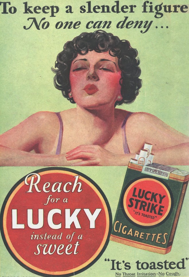 
Để giữ một vóc dáng thon gọn, thì phụ nữ nên hút thuốc - thông điệp từ một quảng cáo đầu thế kỷ 20
