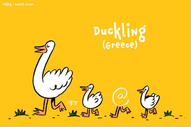  Người Hy Lạp gọi @ là vịt con (duckling), khó có thể tưởng tượng ra cho đến khi có bức tranh minh họa dễ thương này 