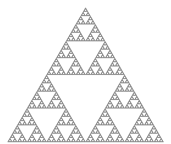  Tam giác Sierpinski, hình ảnh thường thấy mỗi khi nhắc tới phương pháp đệ quy. 