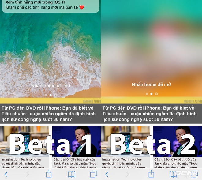  Trên iOS 11 Beta 2, khi kéo Notification Center xuống, phần hình nền được làm mờ và sẽ từ từ hiển thị rõ ràng hơn khi người dùng kéo xuống 