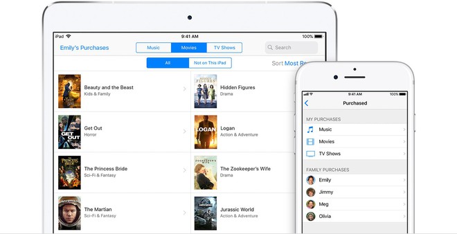  Với Family Purchase, người dùng có thể mua và dùng chung nội dung mua từ Apple Store 
