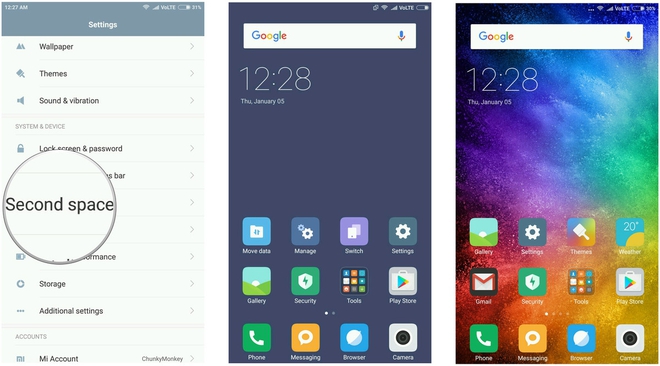  Một số tính năng hữu ích của MIUI: Quick ball, Dual apps, Second space 