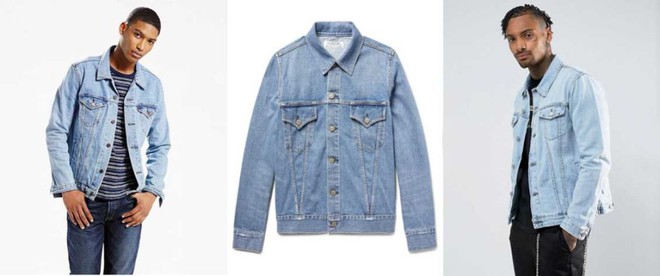  Levi’s trucker jacket, Remi Relief Slim-Fit Distressed Denim Jacket, ASOS Denim Jacket in Extreme Light Wash 