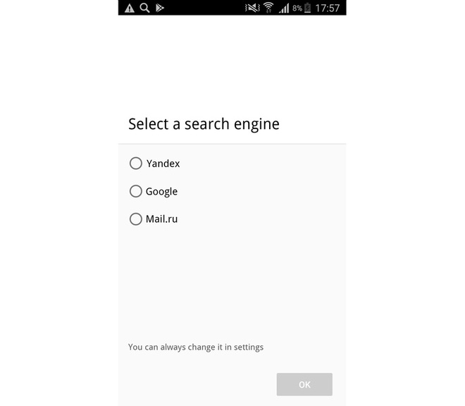  Màn hình trong Chrome yêu cầu người dùng chọn công cụ tìm kiếm mặc định khi mới cài đặt 