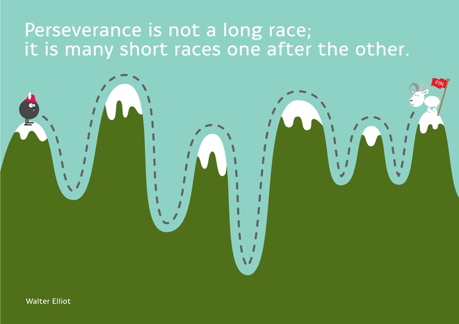  Sự kiên trì không phải là cuộc đua đường trường, nó là nhiều cuộc đua ngắn nhưng liên tục, liên tục 