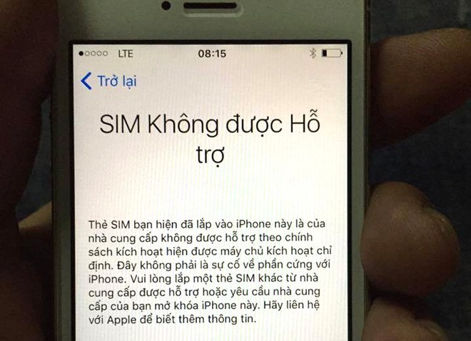  Lỗi SIM không được hỗ trợ khi người dùng ghép SIM với iPhone Lock 