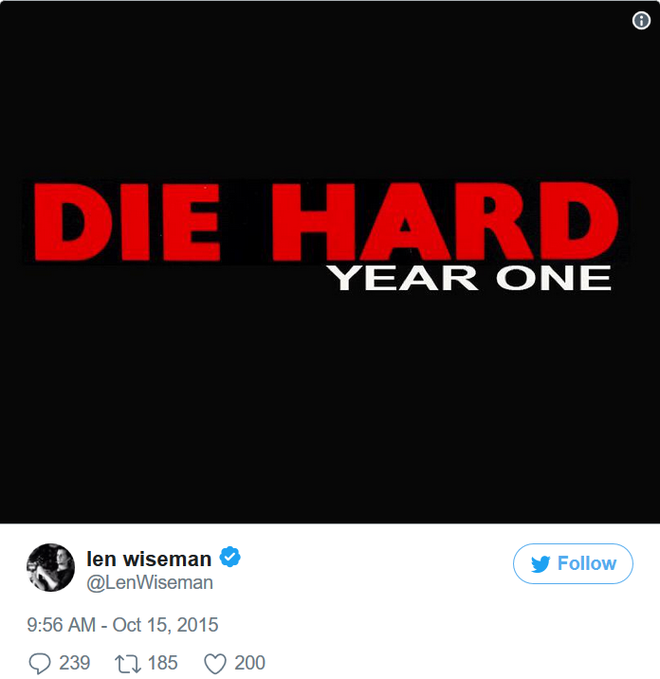  Ảnh twitter của Len Wiseman vào năm 2015 hé lộ phần 6 của Die Hard 
