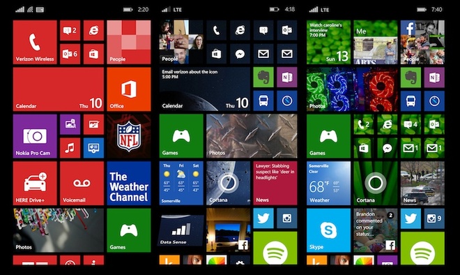  Giao diện Windows Phone 8.1 được thiết kế theo phong cách Metro 