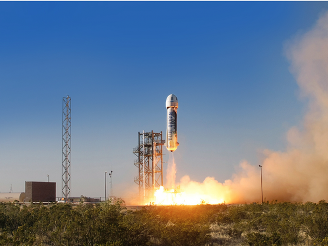  Tên lửa của công ty Blue Origin đang được phóng. 