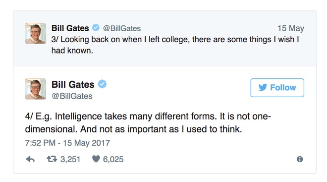  Bill Gates chia sẻ trên Twitter. 