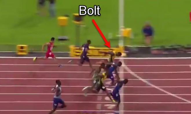  Usain Bolt thua vị trí thứ 2 đúng một phần trăm giây 