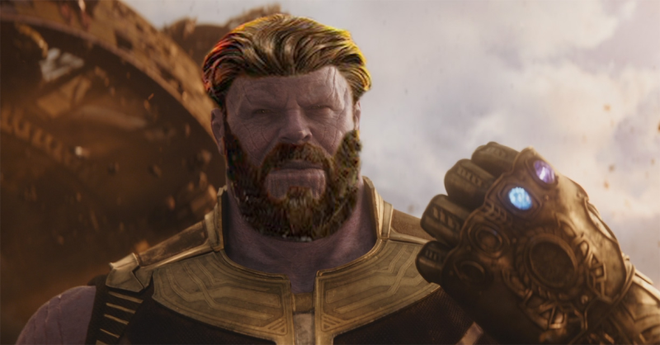  Một người dùng sau khi thấy Captain America trên trailer mới quá đẹp trai, bèn lấy nguyên bộ râu của anh ta gán vào mặt Thanos 