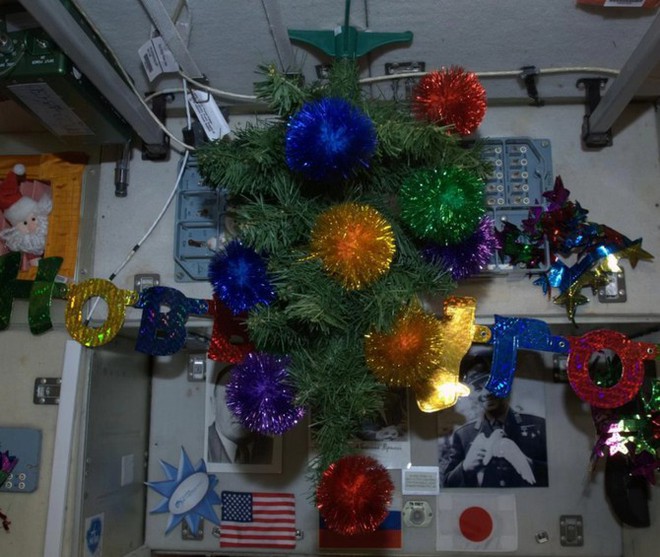 Cận cảnh cây thông Noel trên trạm vũ trụ ISS trong chuyến hành trình Expedition 34. Ảnh chụp vào năm 2012