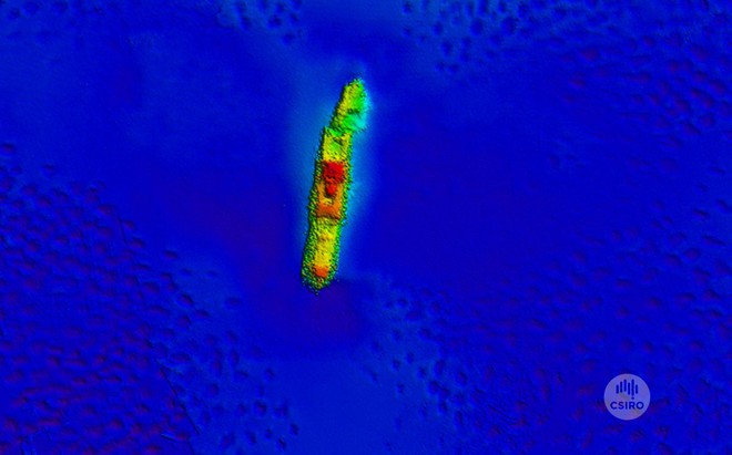  Hình ảnh con tàu Macumba dưới đáy đại dương, được ghi lại thông qua hệ thống Sona. 
