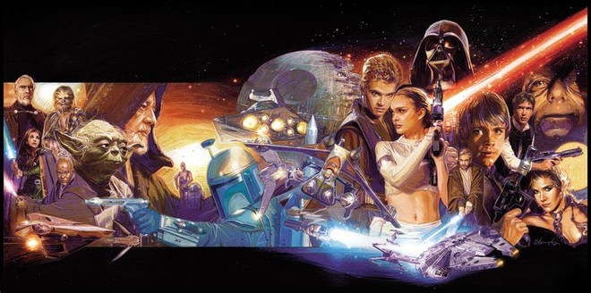 
Tác phẩm của anh Edwards, vẽ về toàn bộ 6 phần phim Star Wars.
