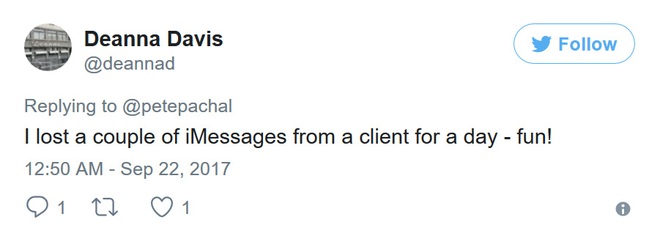  Người thì mất một vài tin nhắn của khách hàng trong iMessage 
