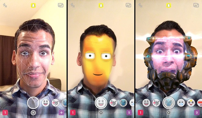  Các hiệu ứng mặt nạ thực tế tăng cường đã xuất hiện trên Snapchat từ lâu. 