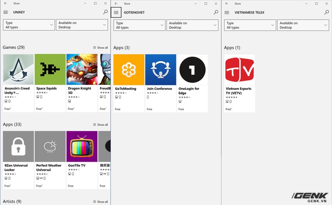 
Hiện tại trên Windows Store cũng không hề có một ứng dụng hỗ trợ gõ tiếng Việt nào

