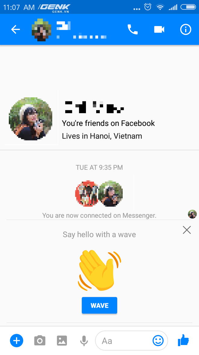  Vẫy tay khi mới kết bạn trên Facebook. 