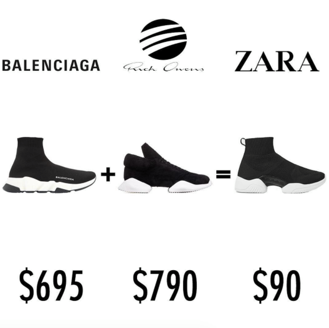 Mẫu sneakers mới nhất của Zara lại vướng nghi án đạo nhái Balenciaga và Rick Owens - Ảnh 3.