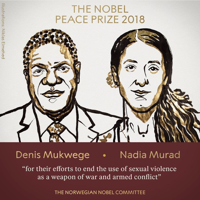 [Giải Nobel 2018] Giải Hòa Bình được trao cho nỗ lực chấm dứt nạn xâm hại tình dục trong chiến tranh - Ảnh 1.