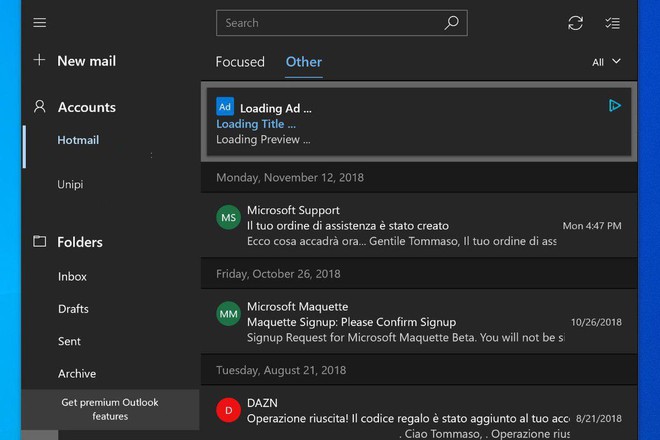 Microsoft thử nghiệm hiển thị quảng cáo trong ứng dụng Mail trên Windows 10 - Ảnh 1.