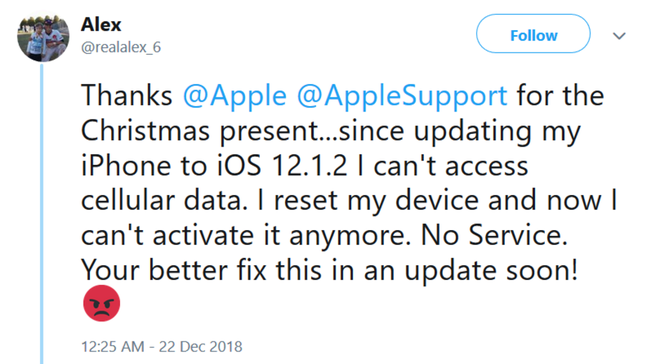 Nhiều iPhone trên toàn thế giới gặp lỗi mất kết nối di động sau khi cập nhật iOS 12.1.2 - Ảnh 1.