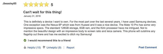 Huawei lên tiếng sau vụ việc khuyến khích fan hâm mộ viết review giả về Mate 10 Pro trên trang Best Buy - Ảnh 2.